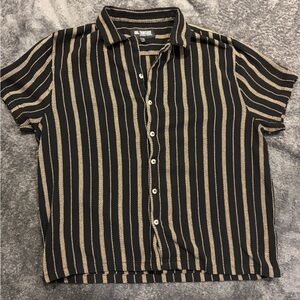 Black and Tan Striped Polo Shirt